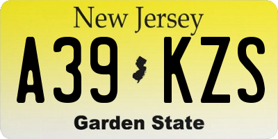 NJ license plate A39KZS