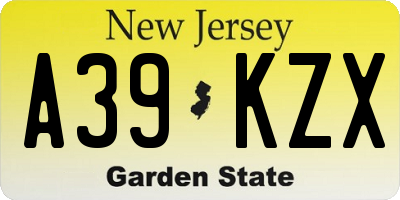 NJ license plate A39KZX