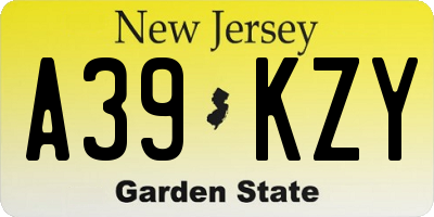 NJ license plate A39KZY