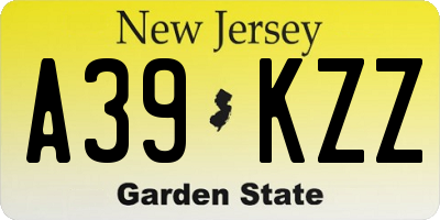 NJ license plate A39KZZ