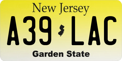 NJ license plate A39LAC