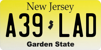 NJ license plate A39LAD