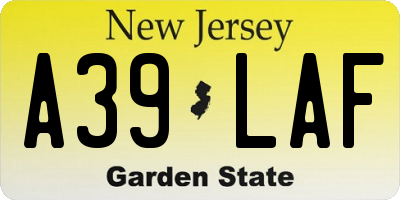 NJ license plate A39LAF