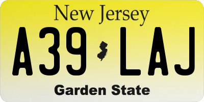NJ license plate A39LAJ