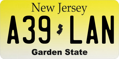 NJ license plate A39LAN