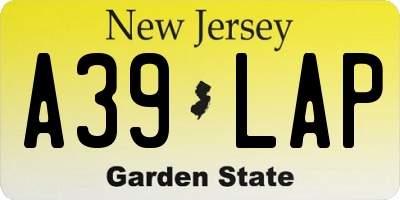 NJ license plate A39LAP
