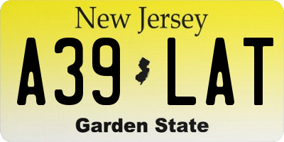 NJ license plate A39LAT