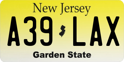NJ license plate A39LAX