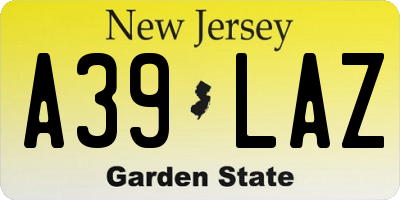 NJ license plate A39LAZ