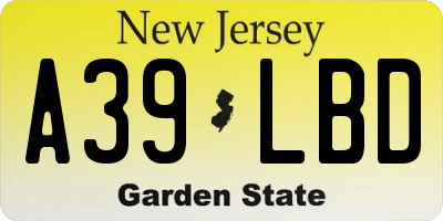 NJ license plate A39LBD