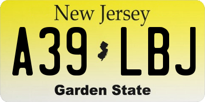 NJ license plate A39LBJ