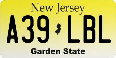 NJ license plate A39LBL
