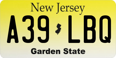 NJ license plate A39LBQ