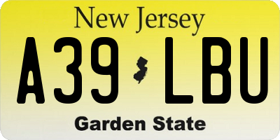 NJ license plate A39LBU