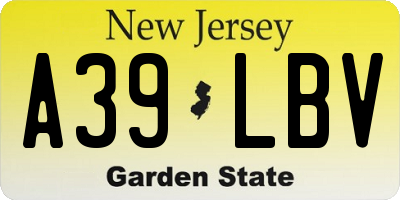 NJ license plate A39LBV