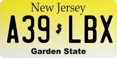 NJ license plate A39LBX