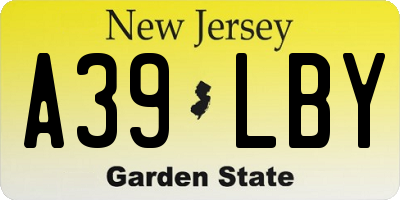 NJ license plate A39LBY