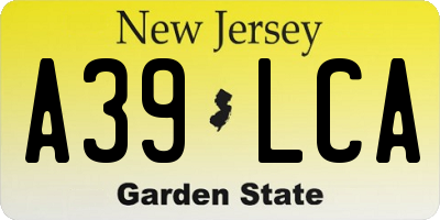 NJ license plate A39LCA