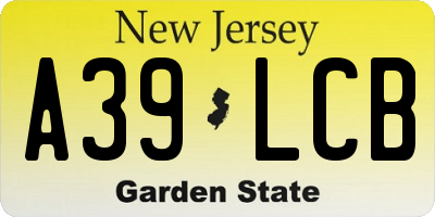 NJ license plate A39LCB