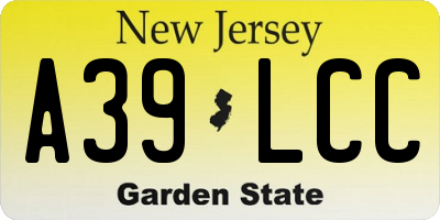 NJ license plate A39LCC