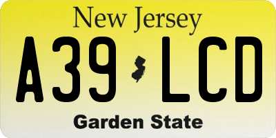 NJ license plate A39LCD