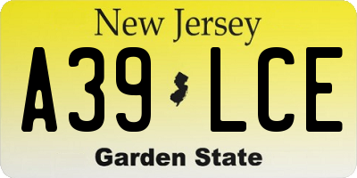 NJ license plate A39LCE