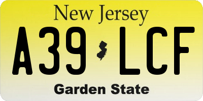 NJ license plate A39LCF