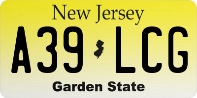 NJ license plate A39LCG