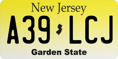 NJ license plate A39LCJ