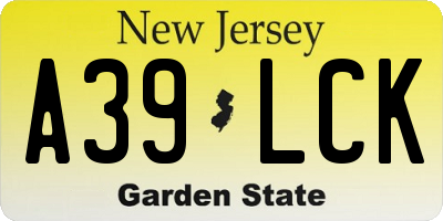 NJ license plate A39LCK