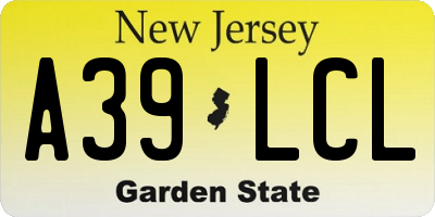 NJ license plate A39LCL