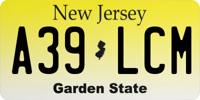 NJ license plate A39LCM