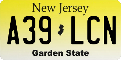 NJ license plate A39LCN