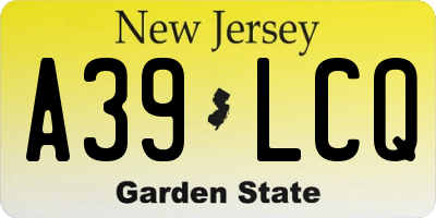 NJ license plate A39LCQ