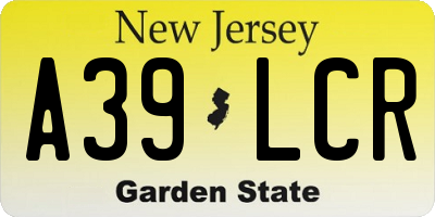 NJ license plate A39LCR