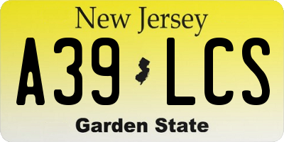 NJ license plate A39LCS
