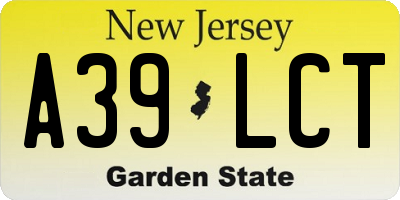 NJ license plate A39LCT