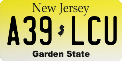 NJ license plate A39LCU