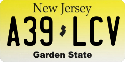 NJ license plate A39LCV