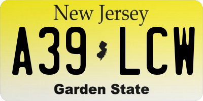 NJ license plate A39LCW