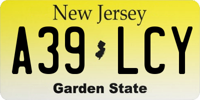 NJ license plate A39LCY