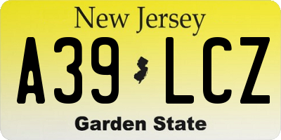 NJ license plate A39LCZ