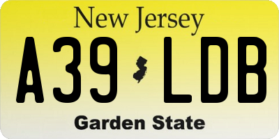 NJ license plate A39LDB