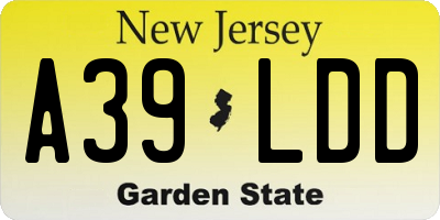 NJ license plate A39LDD