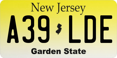 NJ license plate A39LDE