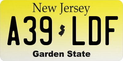 NJ license plate A39LDF