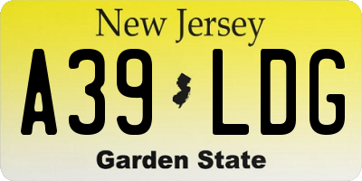 NJ license plate A39LDG