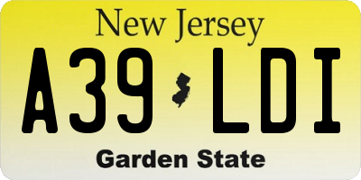 NJ license plate A39LDI
