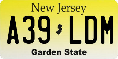 NJ license plate A39LDM