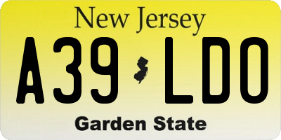 NJ license plate A39LDO